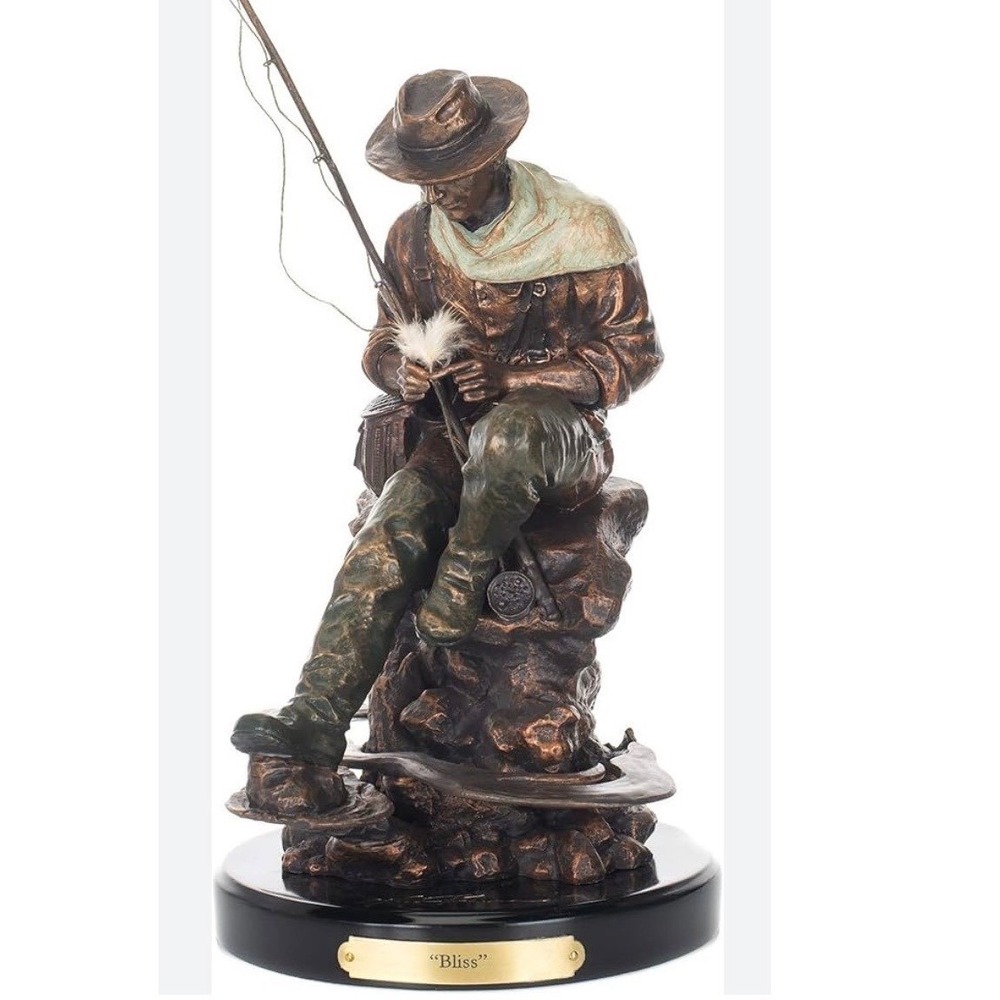 Marc Pierce Big Sky Carvers MP Fly Fisherman Bliss Sculpture 2011 Signed